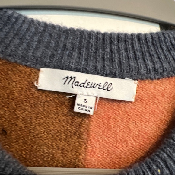 Madewell Westlake Colorblock Pullover Sweater Coziest Yarn Neutrals Gray-Small - Picture 2 of 4